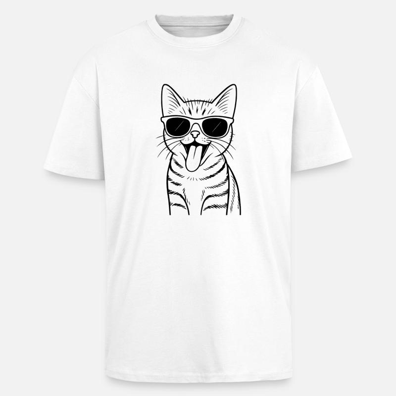 Vibrations lunettes de soleil pour chat - T-shirt unisexe oversize épais - blanc
