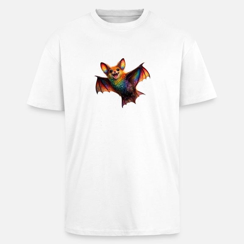 Rainbow Bat Night Creature - Unisex Oversized Heavyweight T-shirt - white