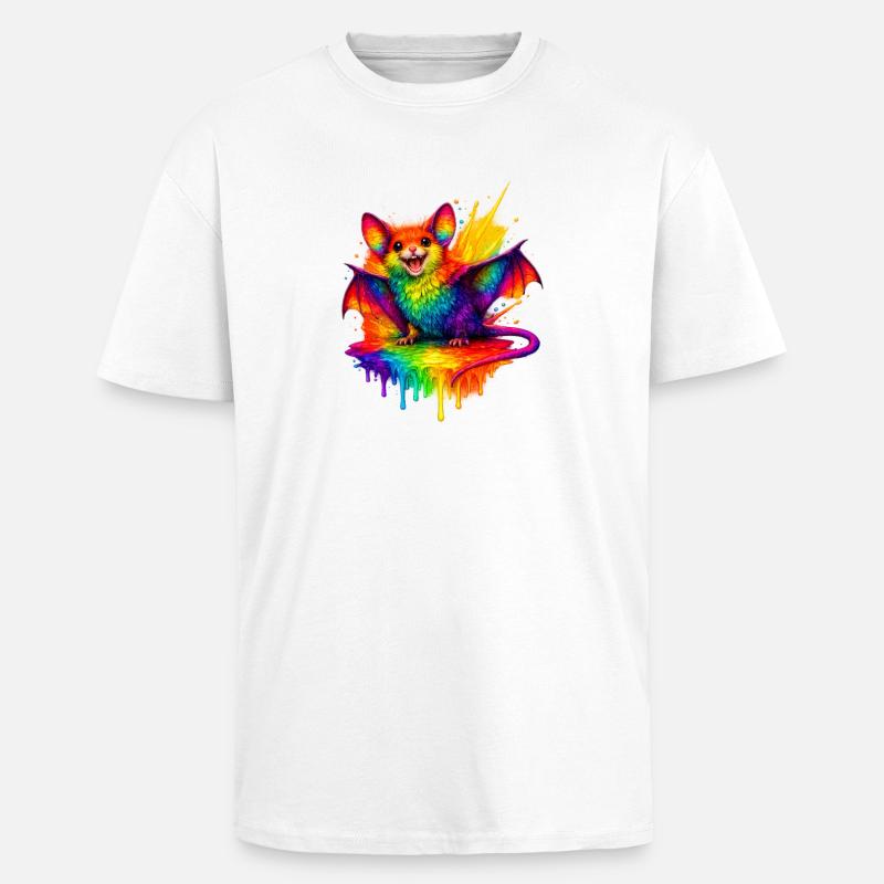 Regenbogenfledermaus Splash - Oversized Heavyweight Unisex T-Shirt - Weiß