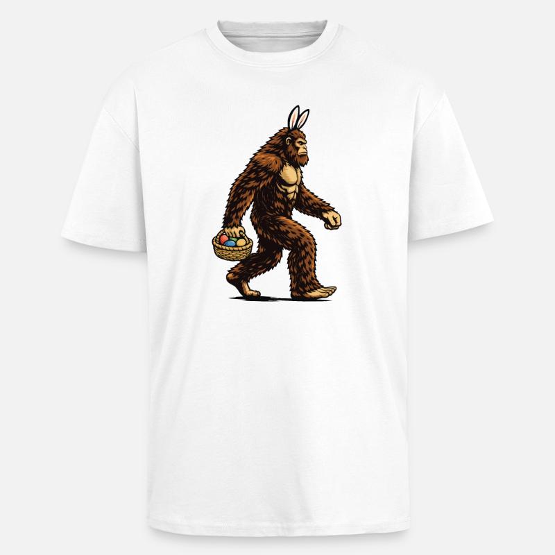 Bigfoot Easter Eggs Funny Sasquatch Hunter - Unisex Oversized Heavyweight T-shirt - white