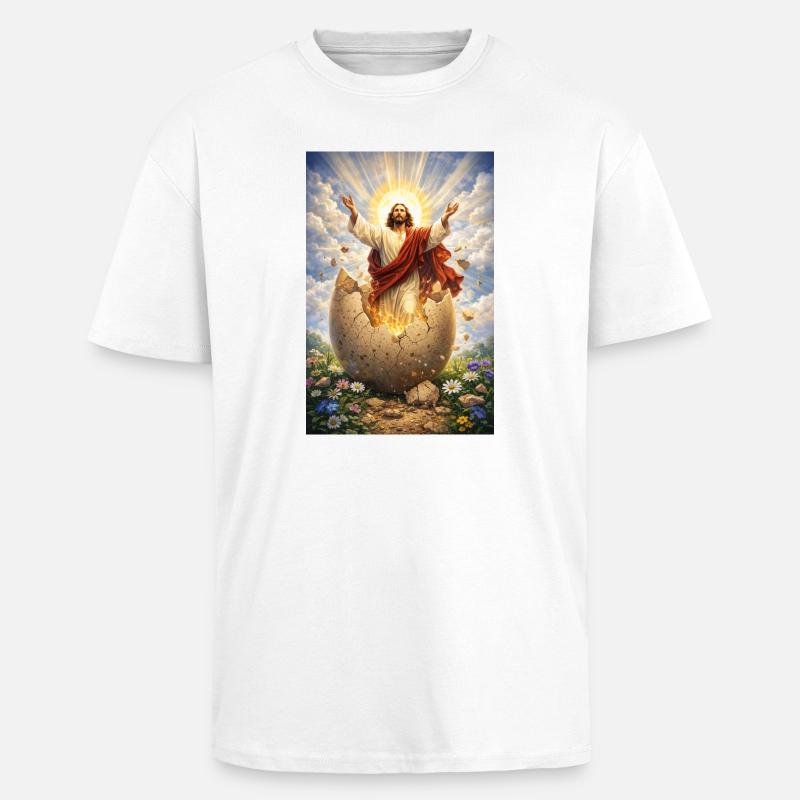 Auferstehung aus Eierbruch - Oversized Heavyweight Unisex T-Shirt - Weiß