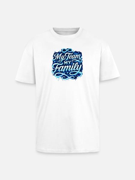 Mon équipe, ma famille Script néon - T-shirt unisexe oversize épais - blanc