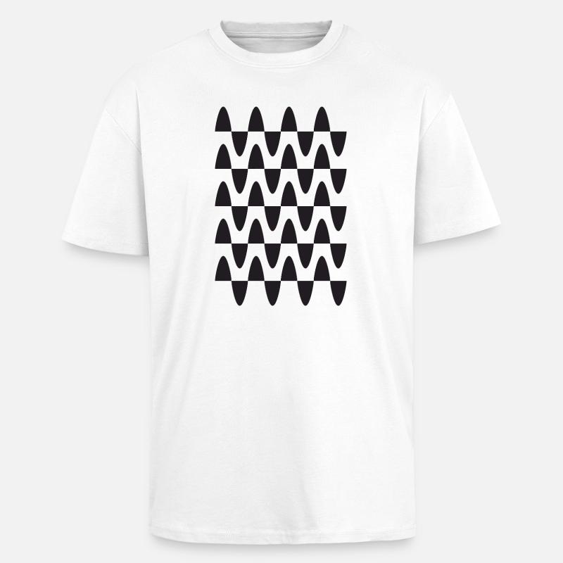 Midnight Wave Grid Pattern - Unisex Oversized Heavyweight T-shirt - white