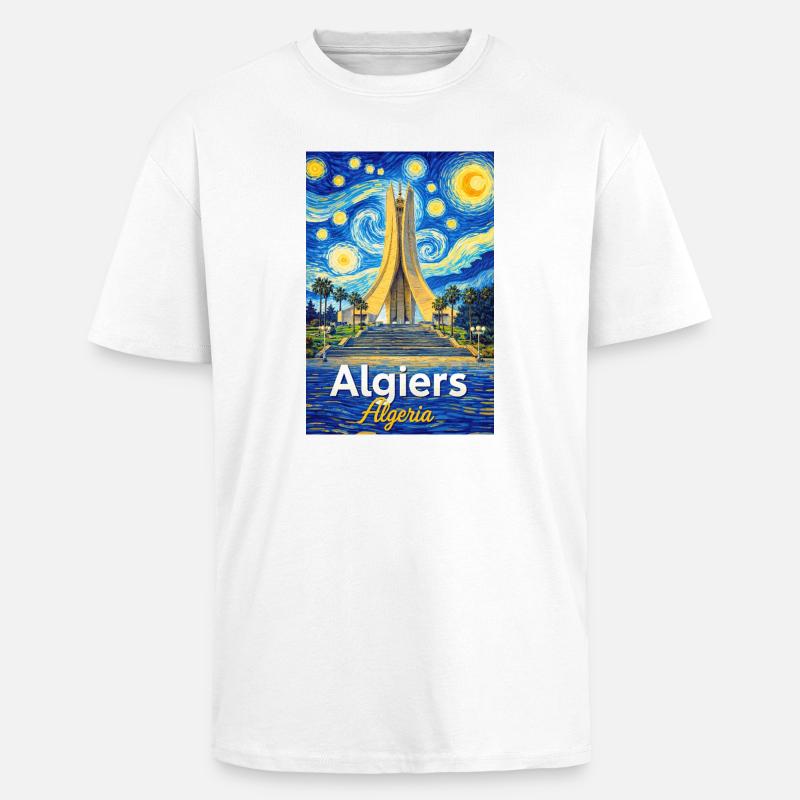 Algiers Monument Starry Night Stil - Oversized Heavyweight Unisex T-Shirt - Weiß