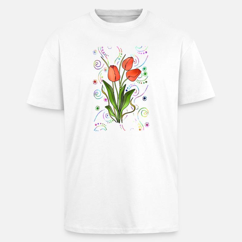 Fleur - T-shirt unisexe oversize épais - blanc