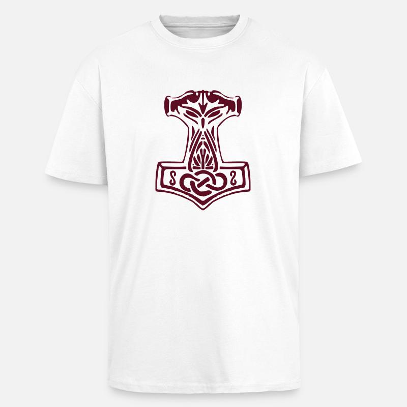 Mjoelnir 01 - Thorshammer - Oversized Heavyweight Unisex T-Shirt - Weiß