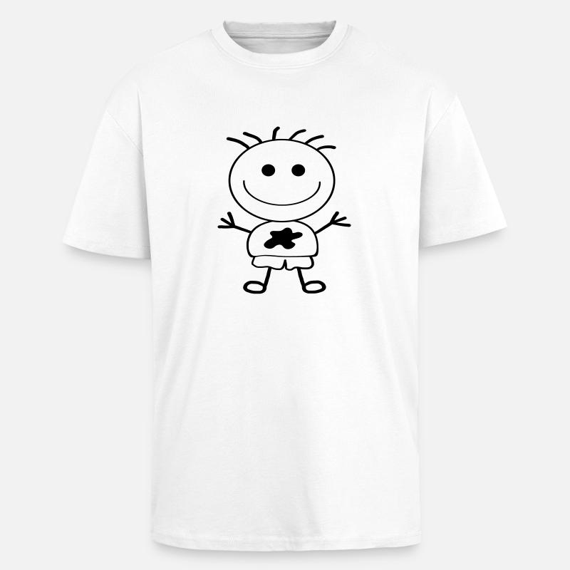 Strichmännchen-Junge - Oversized Heavyweight Unisex T-Shirt - Weiß