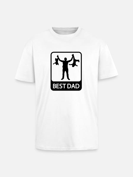 Best Dad - Funny Silhouette - Father and Children - Unisex Oversized Heavyweight T-shirt - white