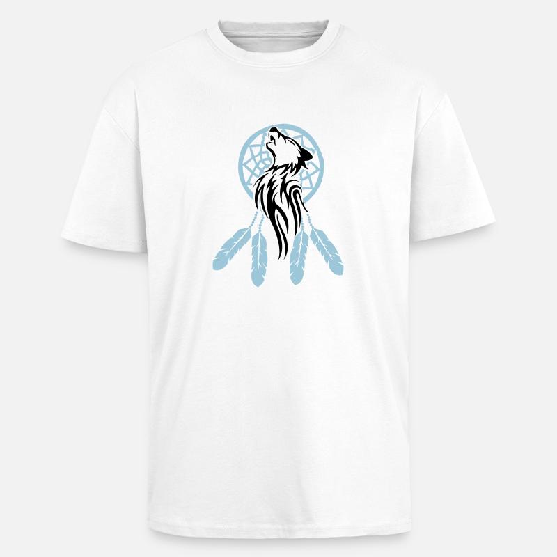 wolf_traumfaenger_002 - T-shirt unisexe oversize épais - blanc