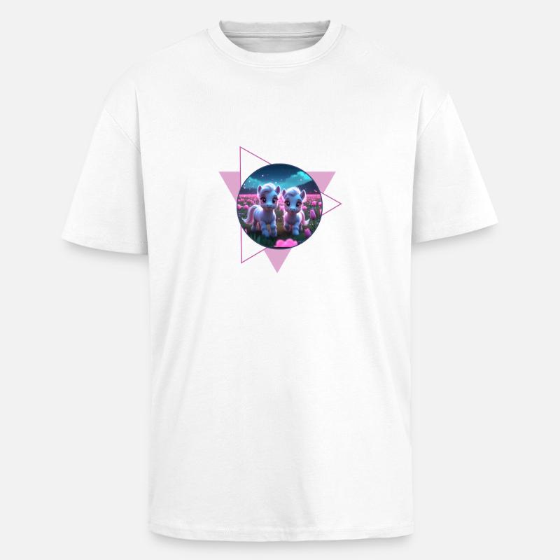 Two cute ponies - Unisex Oversized Heavyweight T-shirt - white