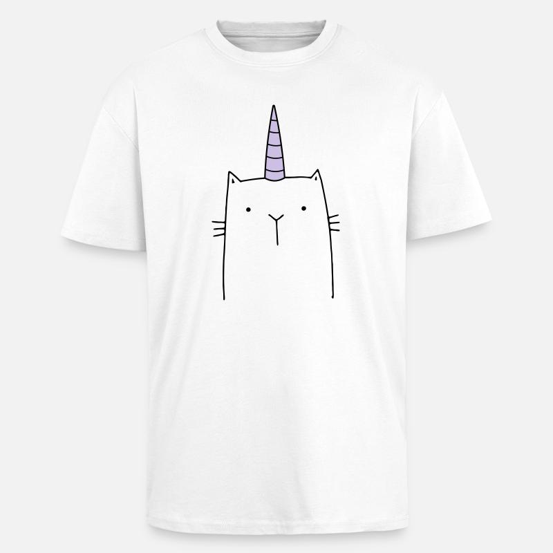 Einhorn Katze niedlich Geschenk - Oversized Heavyweight Unisex T-Shirt - Weiß