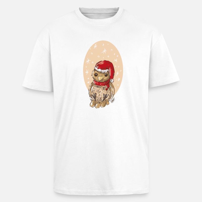 Weihnachtsvogel Spatz - Oversized Heavyweight Unisex T-Shirt - Weiß