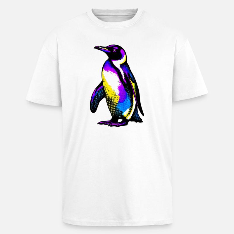 Pinguin - Oversized Heavyweight Unisex T-Shirt - Weiß