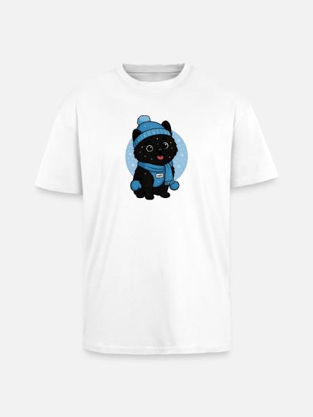 Cuddly Dog Winter Magic - Unisex Oversized Heavyweight T-shirt - white