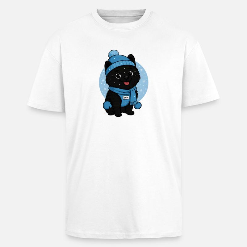 Chien câlin Magie de l’hiver - T-shirt unisexe oversize épais - blanc