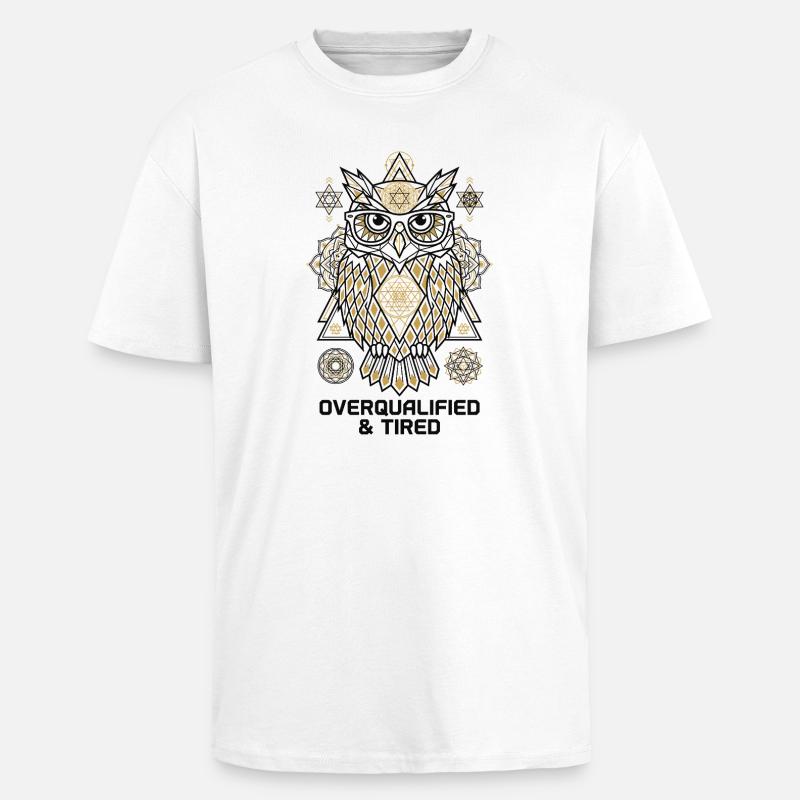 Overqualified Eule Mandala - Oversized Heavyweight Unisex T-Shirt - Weiß