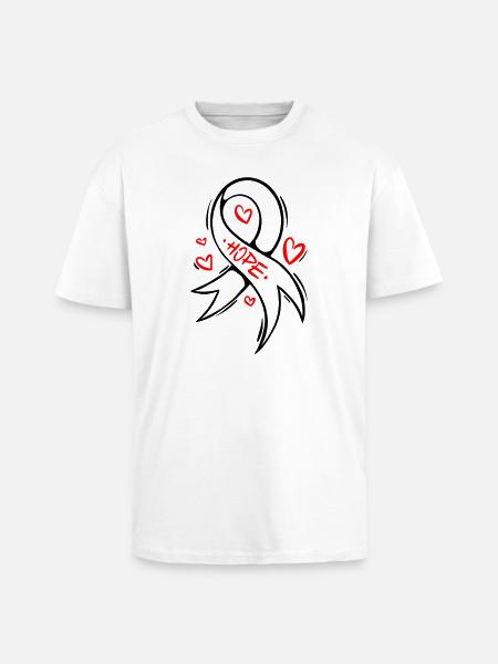 Hope Heart Cancer Loop - Unisex Oversized Heavyweight T-shirt - white