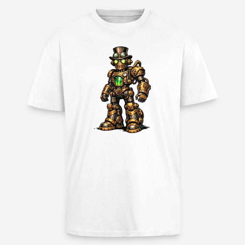 Steampunk-robot - Unisex oversized t-skjorte i kraftig kvalitet - hvit