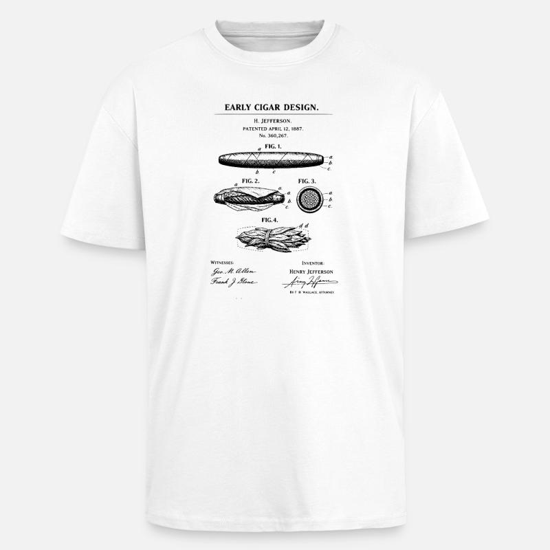 Conception précoce du plan de cigare - T-shirt unisexe oversize épais - blanc