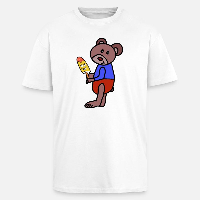 Bär Teddy  Eiskrem  Eis Kind - Unisex Oversized Heavyweight T-shirt - white
