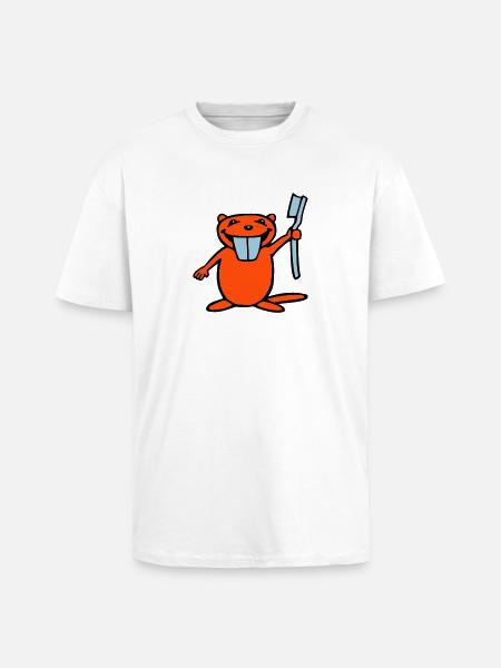 Beaver - Unisex Oversized Heavyweight T-shirt - white