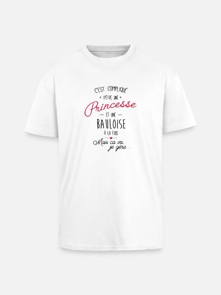 princesse et Bauloise - T-shirt unisexe oversize épais - blanc