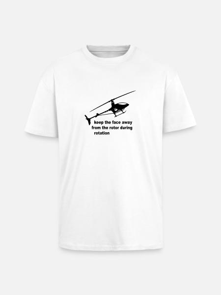 Helicopter Rotor Warning - Unisex Oversized Heavyweight T-shirt - white