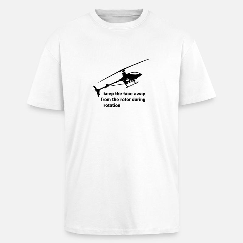 Helicopter Rotor Warning - Unisex Oversized Heavyweight T-shirt - white