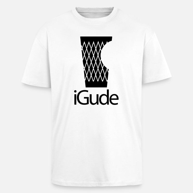 iGude - Geripptes schwarz - Oversized Heavyweight Unisex T-Shirt - Weiß