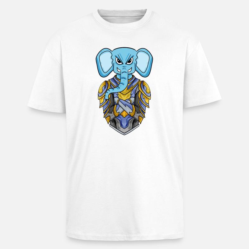Chevalier éléphant cool - T-shirt unisexe oversize épais - blanc