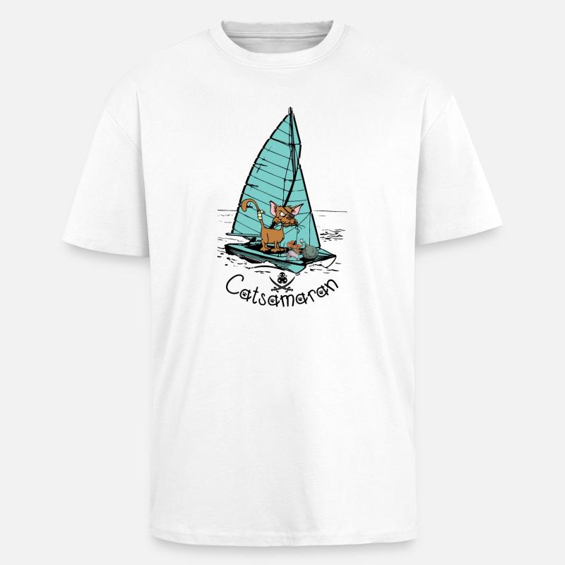 Katzamaran Katzen Boot - Oversized Heavyweight Unisex T-Shirt - Weiß