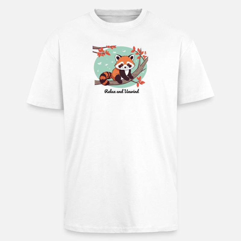 Relax and Unwind – Roter Panda - Oversized Heavyweight Unisex T-Shirt - Weiß