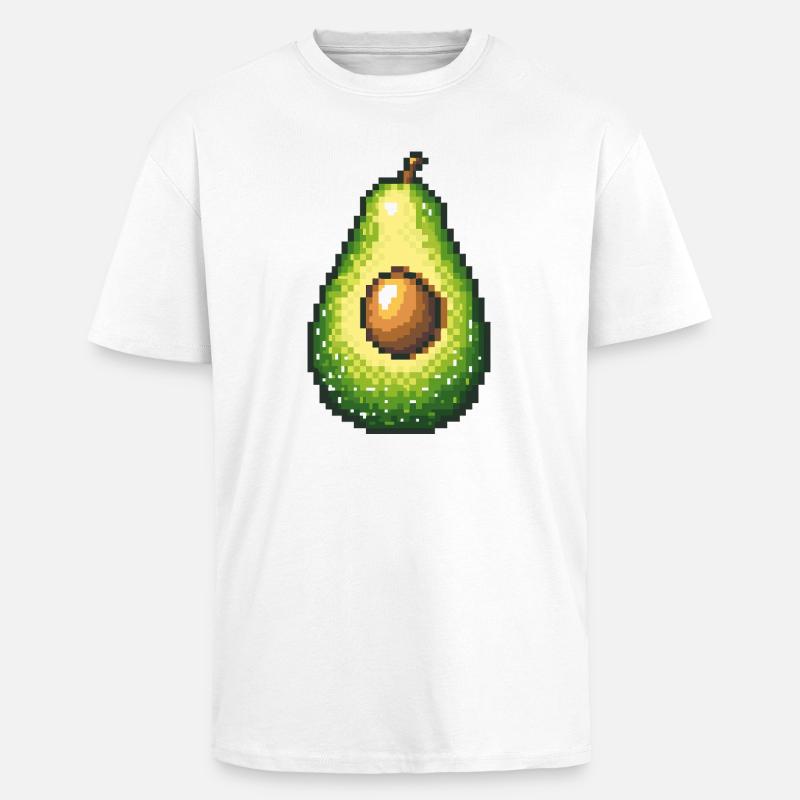 Pixel Avocado Retro Fruit Image - Unisex Oversized Heavyweight T-shirt - white
