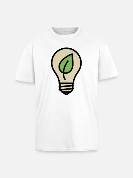 Light Bulb Leaf Eco Idea - Unisex Oversized Heavyweight T-shirt - white