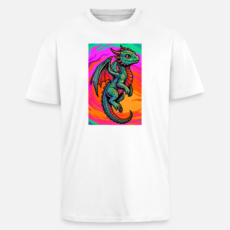 Drache - Oversized Heavyweight Unisex T-Shirt - Weiß
