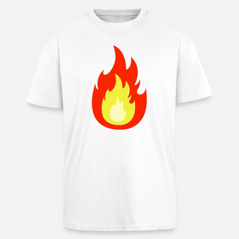 Flamme de feu - T-shirt unisexe oversize épais - blanc