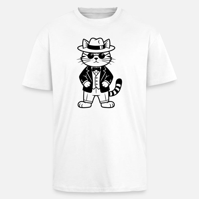 Cat Mafia - T-shirt unisexe oversize épais - blanc