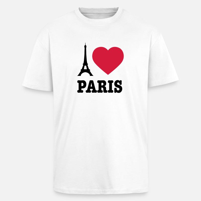 I Love Paris - Oversized Heavyweight Unisex T-Shirt - Weiß
