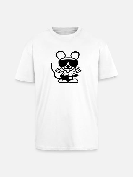 Coole Rock Maus - Oversized Heavyweight Unisex T-Shirt - Weiß