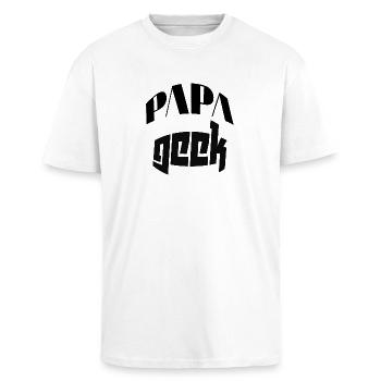 Papa geek - T-shirt unisexe oversize épais - blanc - Devant - Alina (178cm) & Michal (187cm)