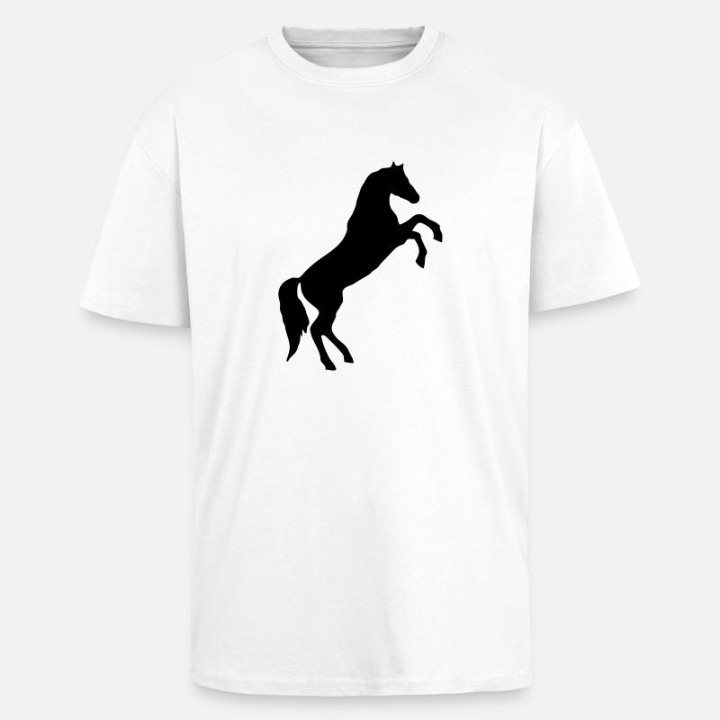 Steigendes Pferd / wildes Pferd - Oversized Heavyweight Unisex T-Shirt - Weiß