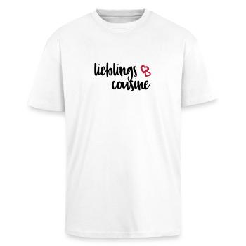 Lieblingscousine Cousine Cousinen Sprüche Geschenk - Oversized Heavyweight Unisex T-Shirt - Weiß - Vorne - Alina (178cm) & Michal (187cm)