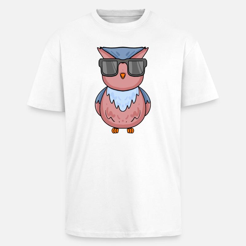 coole Eule mit Sonnenbrille - Oversized Heavyweight Unisex T-Shirt - Weiß