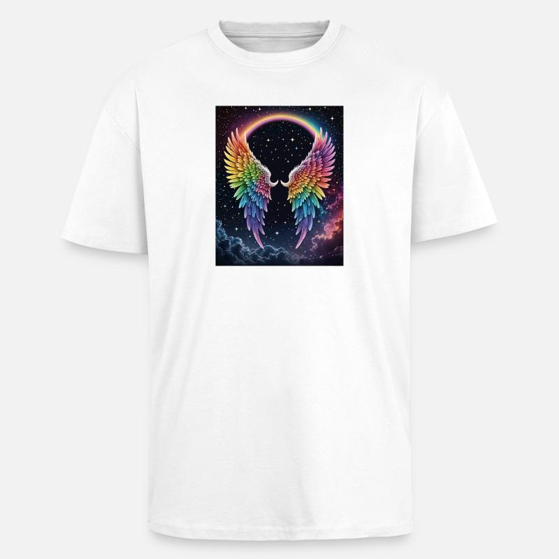 Regenbogenflug im Kosmos - Oversized Heavyweight Unisex T-Shirt - Weiß