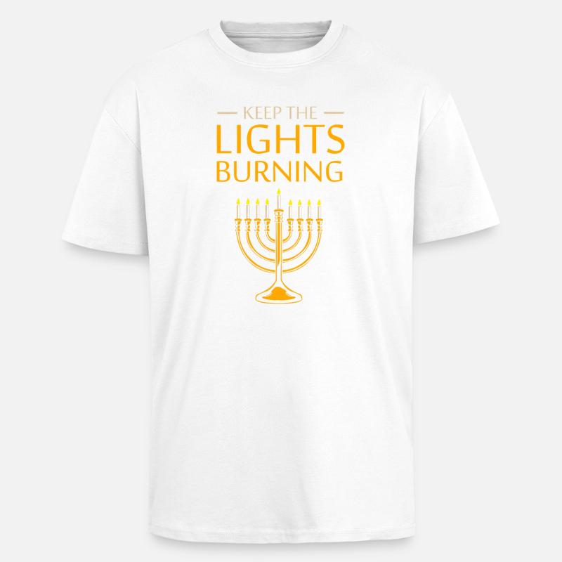 Hanoukka Hanoukka Hanoucca - T-shirt unisexe oversize épais - blanc