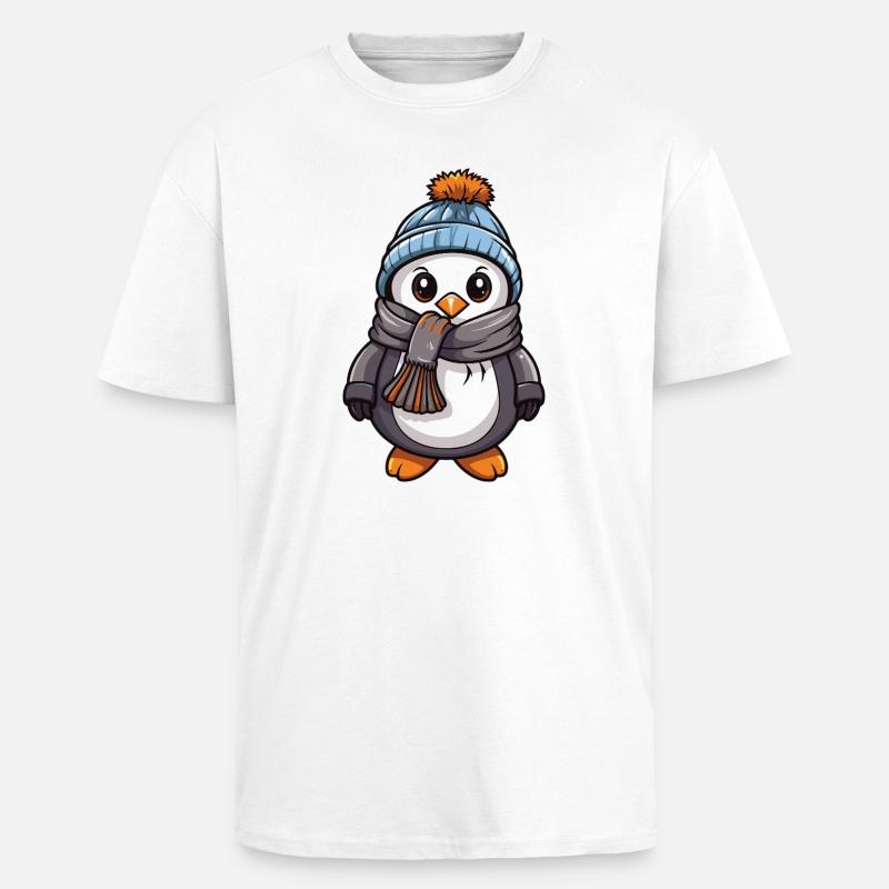 Pinguin Comic Niedlich Winter - Oversized Heavyweight Unisex T-Shirt - Weiß