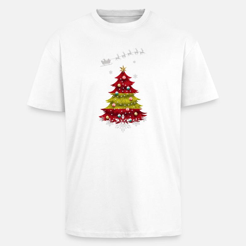 Christmas tree with Spain flag - Unisex Oversized Heavyweight T-shirt - white