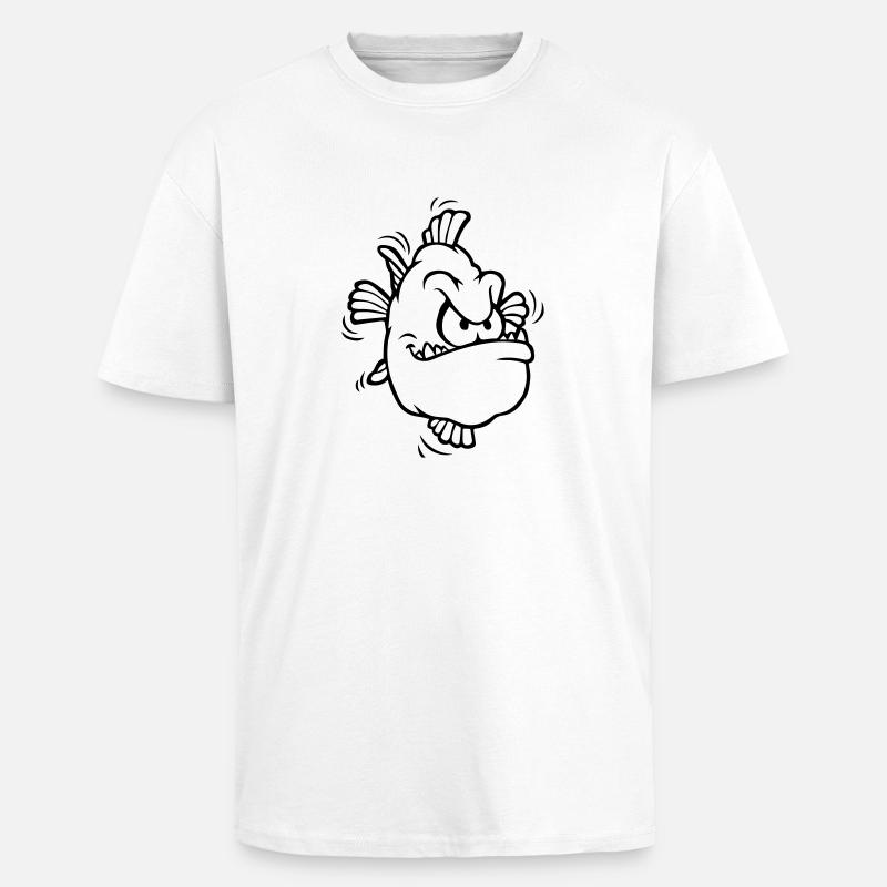 angry fish - Oversized Heavyweight Unisex T-Shirt - Weiß
