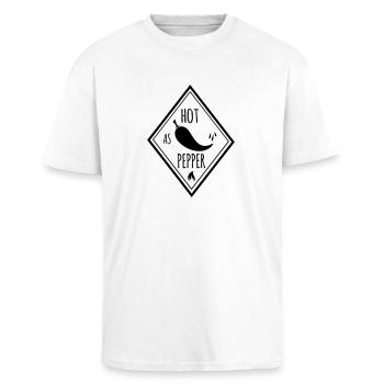 Hot as pepper - Oversized Heavyweight Unisex T-Shirt - Weiß - Vorne - Alina (178cm) & Michal (187cm)