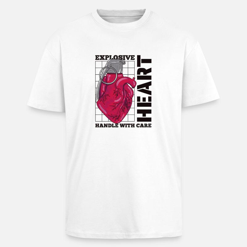 Exploding Heart - Unisex Oversized Heavyweight T-shirt - white
